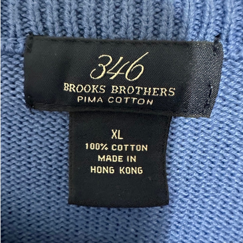 Brooks Brothers Sweater Mens XL Blue 346 Pima Cotton Crewneck Pullover - Picture 3 of 3